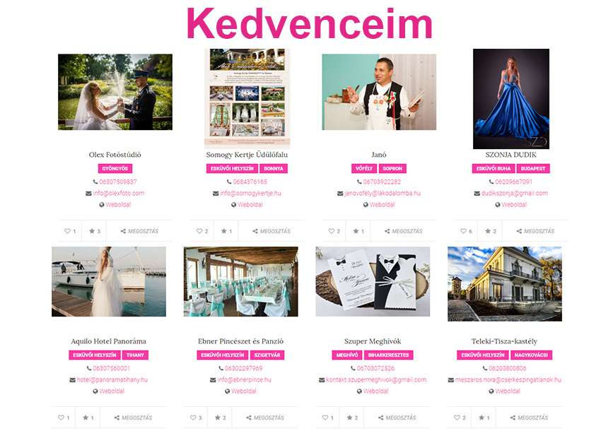 Kedvenc szolgáltatóid egy helyen:)
